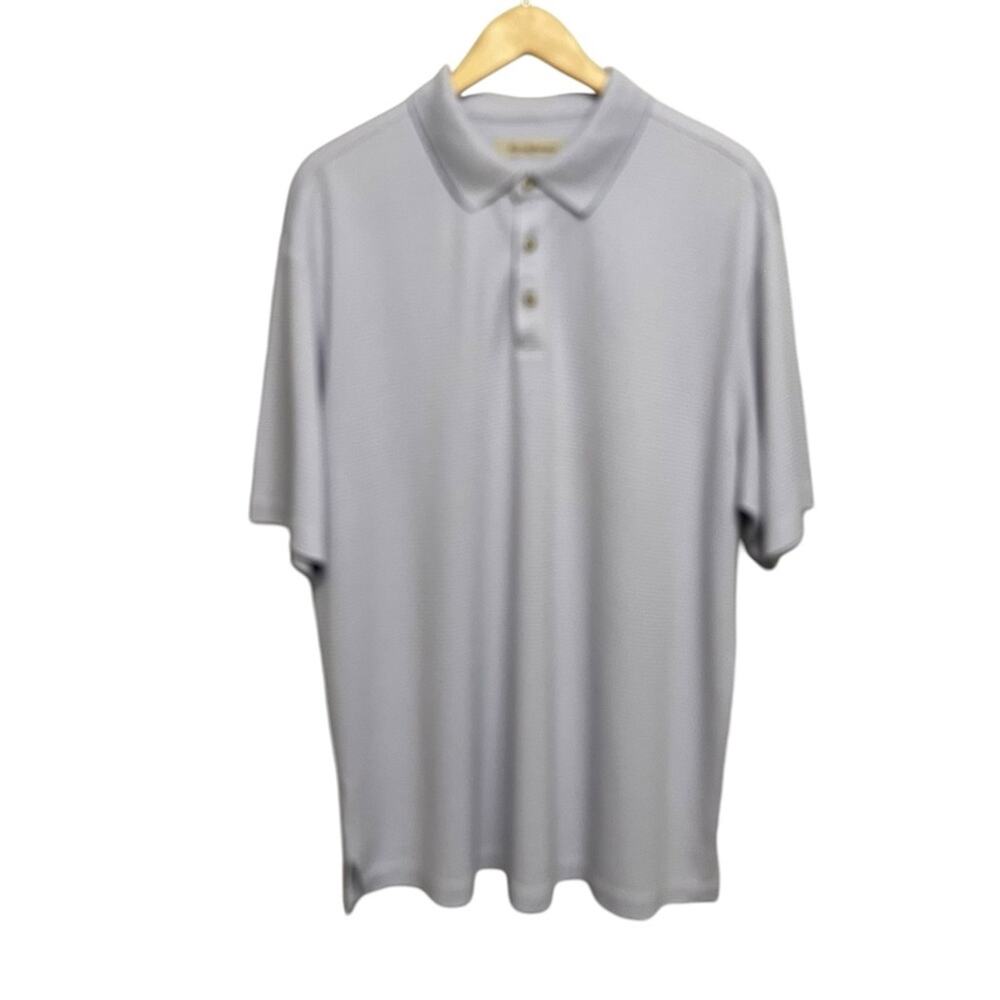TOMMY BAHAMA Lavendar &‎ White Striped Golf Short Sleeve Polo Shirt Size XLarge